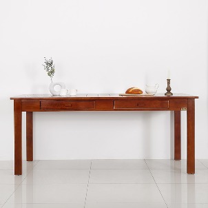 VANESS 내추럴 17원목 와이드 엔틱 6인용 고급 나무 디자인 식탁 테이블