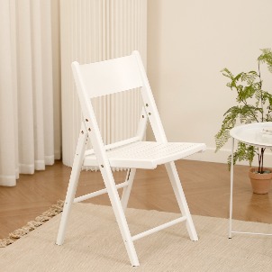 [White] 리츠 고무나무 원목 접이식 의자