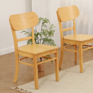 [Loydn Retro] 주방 다이닝 에반 고무나무 원목 식탁 의자 [1+1]