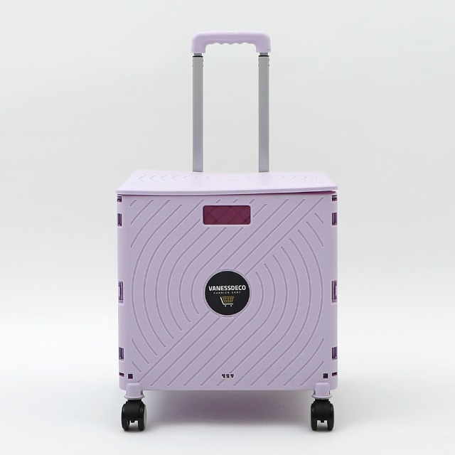 VANESS_DECO 접이식 이동식 휴대용 다용도 박스형 시장 마트 장바구니 쇼핑 핸드카트 캐리어 특대형(35kg) 라벤더