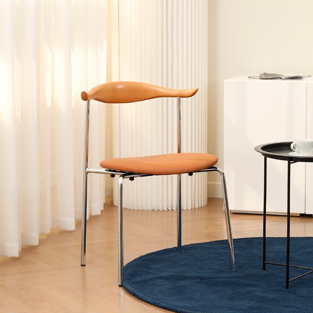 피오니스 카페 테라스 식탁 의자 스틸 체어 - 밀크브라운