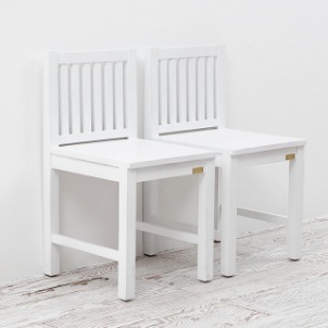 [오픈런딜][White] L자 원목 식탁 보조 의자 [1+1]