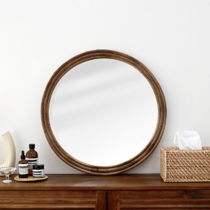 라탄 등나무 빈티지 엔틱 라운드 거울
