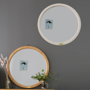 [오픈런딜]바네스데코 로이든 고무나무 원목 원형 인테리어 벽걸이거울